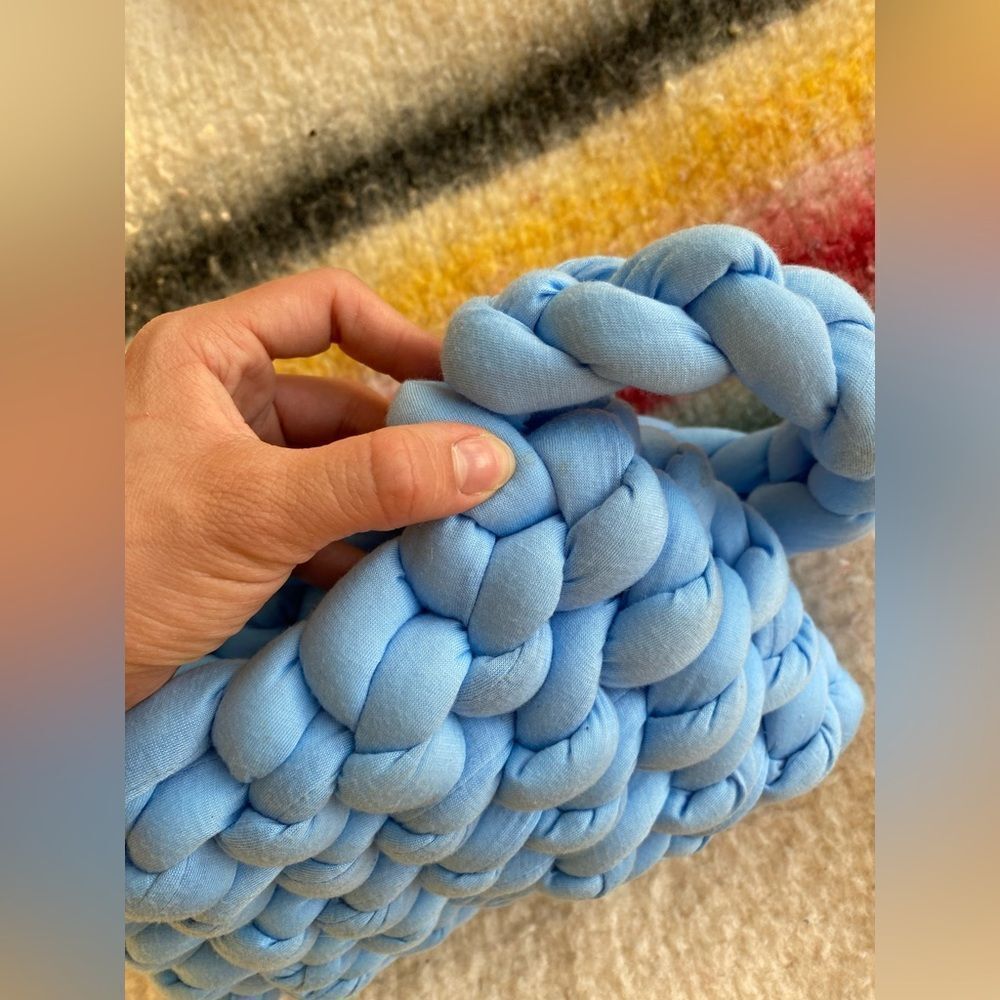 Handmade Crochet Baby Blue Handbag - Picture 4 of 6